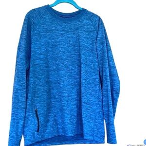 Members Mark Mens Blue Tech Fleece Long Sleeve Crew Neck Tee, L